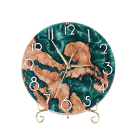Analog Clock with Stand Marbled Bonded Resin and Lumber Clock Decorative for Living Room, Office