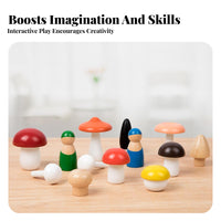 12 Pieces Color Sorting Toadstool Toy Educational Wooden Toadstool Toy Set