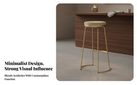 Golden Frame Backless Counter Stool Modern Design Bar Chair Minimalist Design Seating Furniture Padded Seat for Adults, Homeowners, Business Owners, Cafe, Restaurant, Kitchen Island, Dining Room