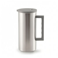Stainless Steel Cold Water Pitcher Brushed Water Jug Easy-to-Clean Pitcher with Lid and Handle Dishwasher Safe for Office