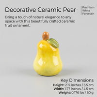 Ceramic Pear Figurine Home Decoration for Living Room Decor, Realistic Fruit Ornament for Shelf Display, Porcelain Material Gift