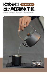户外铝合金木柄茶壶露营烧水壶烧水泡茶壶野营野餐壶便携式咖啡壶
