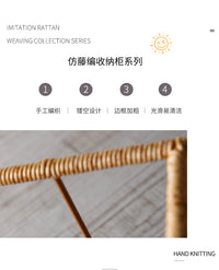 Kens手工仿藤编桌面抽屉式整理柜分格置物架卧室口红化妆品收纳盒 浅咖色大号二层【三抽屉】