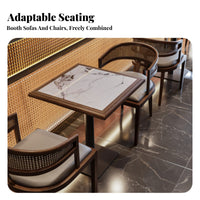 Southeast Asian Design Upholstered Rattan Bench Sturdy and Long-Lasting Commercial Furniture Comfortable Upholstery Restaurant Seating Easy to Clean for Cafe Owners, Interior Designers, Hospitality Managers, Restaurants, Cafes, Tea Houses