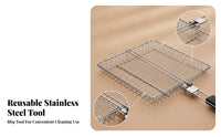Electroplated Finish Folding Barbecue Grill Basket Long-Lasting Rectangular Wire-Mesh Grill Basket Locking Mechanism Outdoor Cooking Rustproof