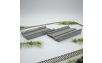 2 Pieces Stepped End Railway Bridge Ramp Section Guard Rails Elevated Track Ramp Plank Detail for Railroad Diorama