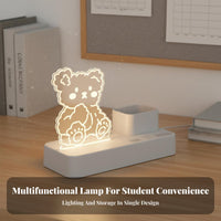 LED Desk Lamp with Pen Holder Great Gift Inspiring Glow Desk Lamp Pen Holder Double Power Supply Acrylic Night Light with Ph Single Stand for Teens
