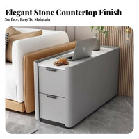 Movable Design Rolling Side Cabinet Space-Saving Rolling Smart Cabinet Sturdy Construction End Table Universal Serial Bus Charging Port for Apartment Residents, Homeowners, technology aficionados, Living Room, Next to Sofa, Bedroom