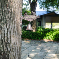 Farmhouse Welcome Bell Decorative Cast Iron Bell Clear Sound Rustic Door Chime Resonant for Entryway