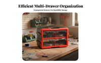Transparent Drawers Multi-Compartment Parts Organizer Stackable Design Multi-Drawer Chest Large Capacity Workshop Storage Heavy Duty for DIY Enthusiasts, Professionals, Garage, Craft Room, Classroom, Playroom