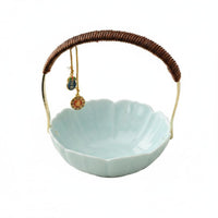 Ceramic Handled Fruit Basket Multi-Use Vintage Fruit Basket Food Porcelain Serving Dish for Party