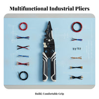 Insulated Handles Wire Stripping Plier Size Markings Wire Stripping Pliers Spring-Loaded Multi-Function Cable Cutter Allall-in-One for Electricians