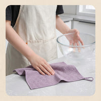 380 GSM Microfibre Cloth and Super Absorbent Cloth Checkerboard Tea Towels for Kitchen, 30x30cm Bound Border Household Cleaning Tool