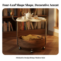 C-Shaped Rolling Side Table Movable with Casters C-Shaped Rolling Table Vintage Inspired Double-Levellevel Storage