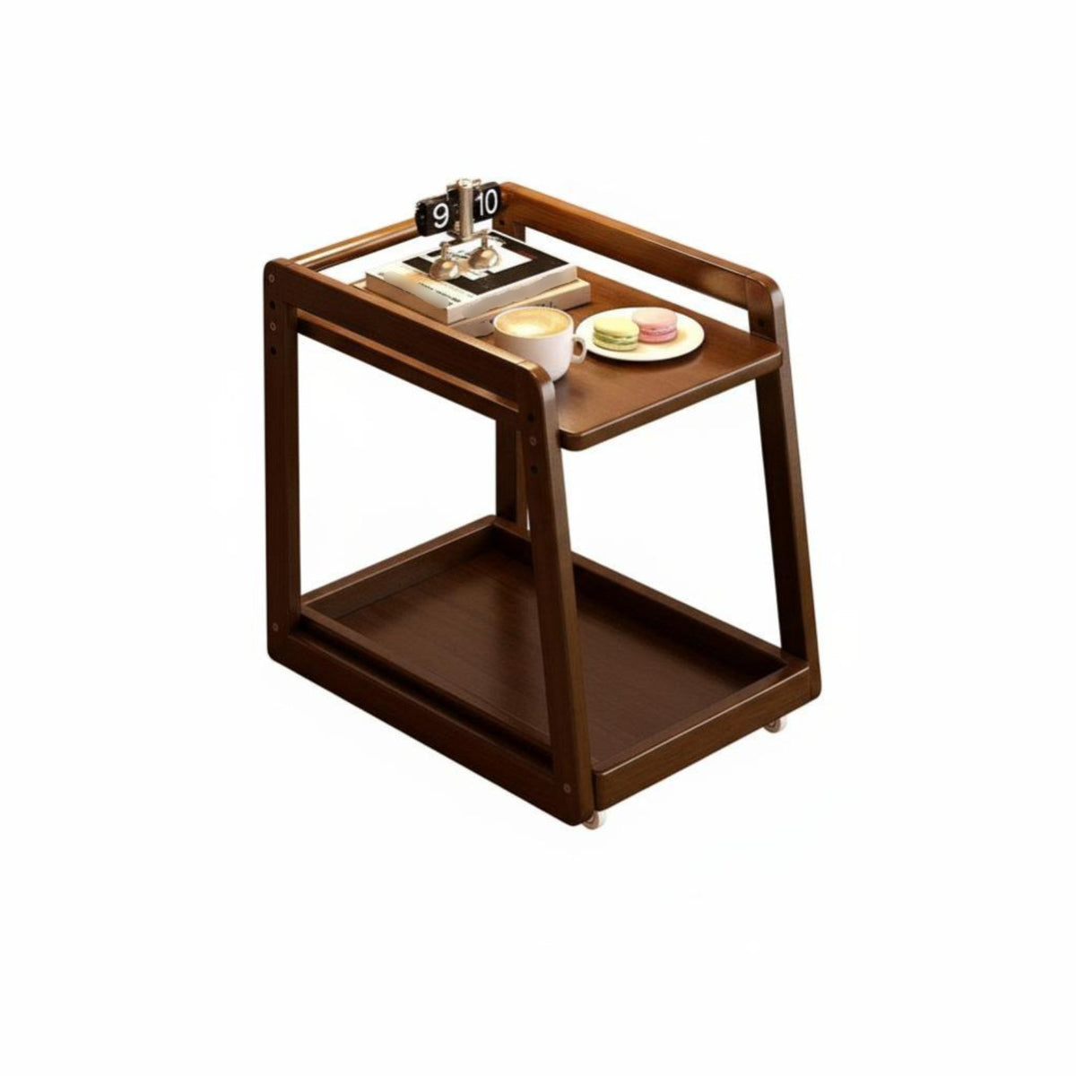 Easy Mobility Sofa Side Cart Vintage Design Wheeled End Table Space Saving Movable End Table Versatile for Office Workers, Homeowners, Living Room, Bedroom, Small Areas, Bathroom