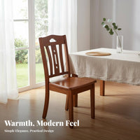 Solid Wood Construction Wooden Side Chair Chinese Design Slatted Back Wooden Chair Long-Lasting and Stable Seating Furniture High Weight Capacity for Homeowners, Families, Restaurant Owners, Dining Room, Kitchen, Cafe
