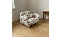Lace Trim Floral Dollhouse Sofa Set for Hobbyists, Collectors, Miniature Scene