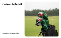 4 Pieces PU Leather Dinosaur Golf Club Cover Fun Design Dinosaur Golf Headcover Long-Lasting Protection for Golfers, Adults, Golfing