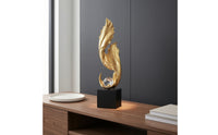 Tall Feather Sculpture with Crystal Ball Sculptural Floor Sculpture Contemporary Statue with Crystal Ball Artistic for Interior Designers, Entryway