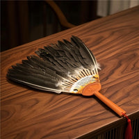 Handmade Goose Feather Fan with Tassel Decorative Feather Hand Fan with Tassel Elegant Traditional for Dancers, Photoshoots