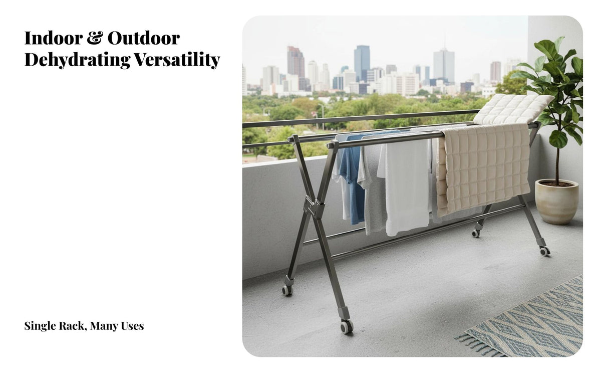 Foldable Clothes Dehydrating Rack Installation Foldable Garment Stand Indoor & Outdoor Use Multi-Tier Dehydrating Stand for Apartment Dwellers