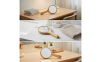 Crystal Clear Wooden Hand Mirror Distortion-Clear Handheld Mirror with Handle Portable Compact for Makeup, Travel, Dorm Room
