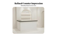 L-Shapedd D Reception Desk Rounded Corner Design Modern Front Desk Stable Load Bearing Reception Counter with Storage for Business Owners, Lobbies