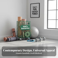 Space-Saving Design Exercise Mat Storage Holder Large Capacity Exercise Mat Rolling Bin Sturdy Construction Gym Organizer Heavy Duty for Fitness Enthusiasts, Living Room, Garage, Home