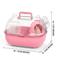 Hamster Carrier Travel Cage with Handle, Modern Style Rectangular Villa, Portable Outdoor Container for Small Pets and Short Trips