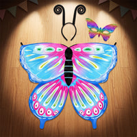 Wing-Shaped Butterfly Wings Cape with Headband Colorful Butterfly Wings Costume with Headband Lightweight Comfortable for Children, School Performances