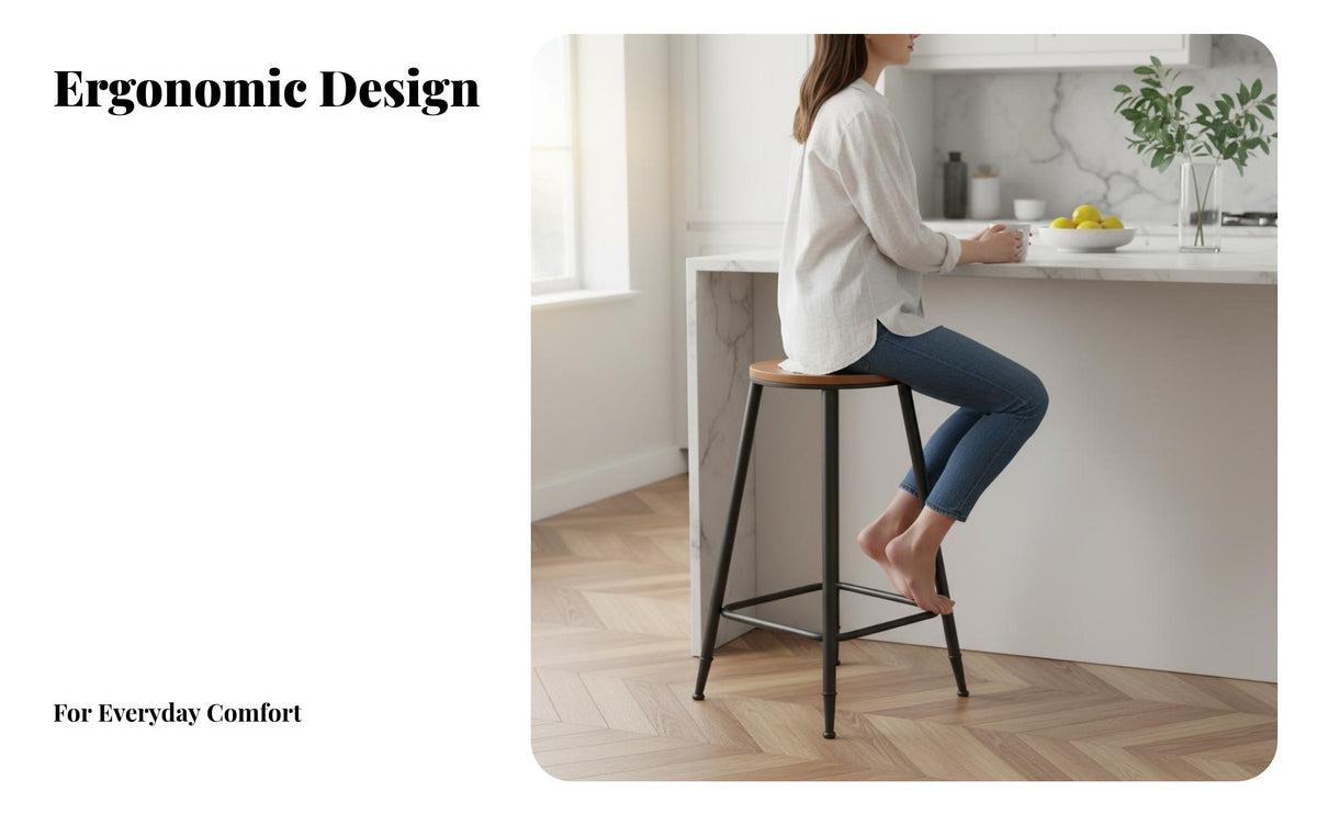Nordic Design High Stool with Backrest Minimalist Design High Stool with Low Backrest Sturdy Frame Bar Chair Easy Assembly for Homeowners, Adults, Business Owners, Cafe, Restaurant, Kitchen, Living Room