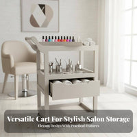 Wooden Cosmetic Studio Trolley Sturdy Wood Construction Mobile Nail Specialist Storage Cart Salon Trolley Cart Multi-Functional