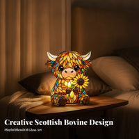 Multicolor Highland Cow Night Light USB Powered Daisy Cow Night Light Control 3D Animal Lamp Decorative
