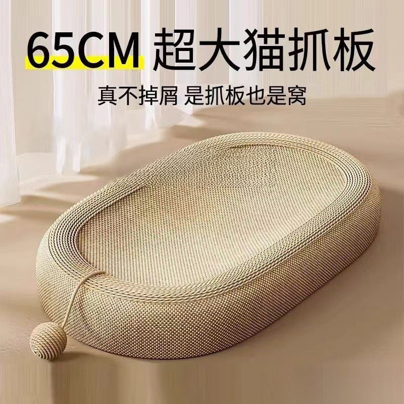 Oval Sisal Cat Scratcher Board with Cat Bed