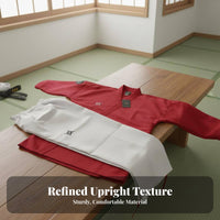 High-End Red and White Training Suit Coach Grade Taekwondo Dobok unfastenedFront Design Combat Arts Outfit Flexible for Children, Beginners, Practice, Competitions, Competition, Dojang