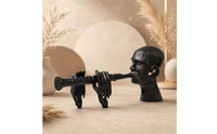 Flute-Playing Figurine Textured Surface Cast Aluminum Sculpture Abstract Design Antique-Finish Figurine