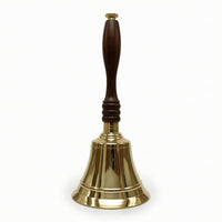 Brass Hand Call Bell with Wooden Handle Handheld Brass Hand Bell Polished for Teachers, Collectors, Home Decor, Classroom, Reception Desk