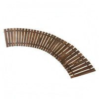 Curved Garden Walkway Slatted Carbonized Wood Panel Curved Wood Walkway Brown Outdoor Flooring Closely Spaced for Landscape