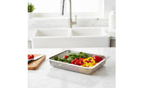 Rectangular Stainless Steel Colander Rust-Resistant Vegetable Washing Basket Rustproof Vegetable Washing Strainer for Restaurant, Cafeteria