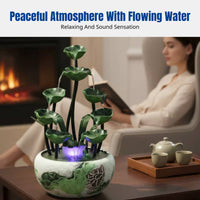 Feng Shui Wheel Flowing Water Feature, Office Desktop Decor, Luxury Lotus Carving, Fortune Symbol