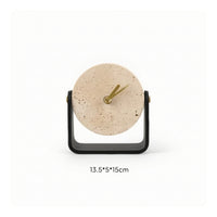 Clock with Metal Stand Decorative Stone Texture Clock Small for Entryway