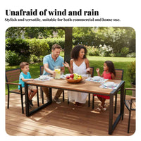 Weather-Resistant 4-Person Slatted Table and Chair Combo sturdy Construction Patio Dining Set Easy to Clean externaldoor Furniture Quick Drying for Entertainers, Homeowners, Cafe Owners, Balcony, Garden, Backyard, Deck