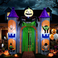 Haunted Castle Arch Easy to Inflate Inflatable Arch with Lights Walk-Through Prop Sturdy Inflatable Castle Medieval