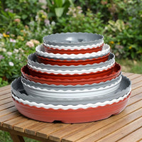 Plant Trays with Drainage Grid Pattern for Indoor Plant Pot and Garden Planter, Round Brick Red Pots for Home Gardening Outdoor Plants Floor Standing