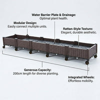 Wheeled Planter Box for Balcony Outdoor, Movable Vegetable with Drainage, Raised Garden Bed for , Deep Combination Design