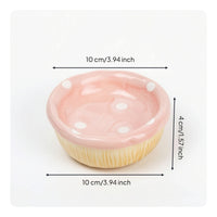 Easy to Clean Ceramic Bowl with Fungus Design Cute Hamster Bowl Gnaw-resistantResistant Food Dish Flat for Hamsters