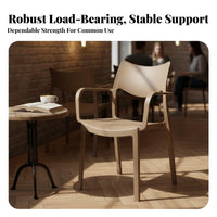 Space-Saving Stackable Molded Armchair Sturdy Construction Dining Chair Ergonomic Backrest Household Seating Easy Assembly for Families, Homeowners, Kitchen, Small Apartment, Living Room, Balcony