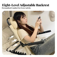 Foldable Design Sit-up Pillow with Armrests Soft and pillowed Bed Rest with Armrests Plush Feel supportrest pillow Multi-Positional for Students, Book Lovers, Remote Workers