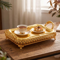 Serving Tray with Handles Elegant Metal Serving Tray Stylish for Tea Service, Coffee Table
