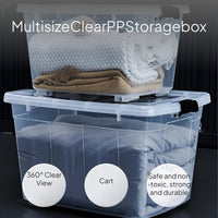 Transparent Plastic Storage Box with Lid and Casters
